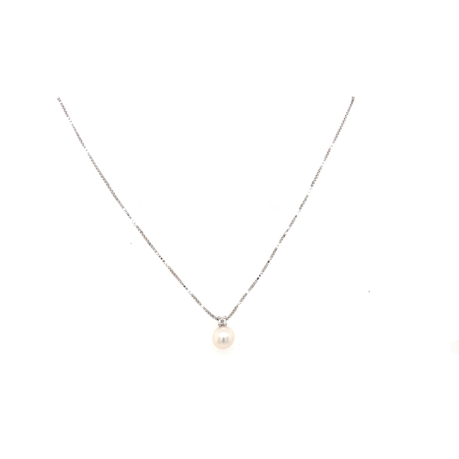 Girocollo con perla e diamante 4mm