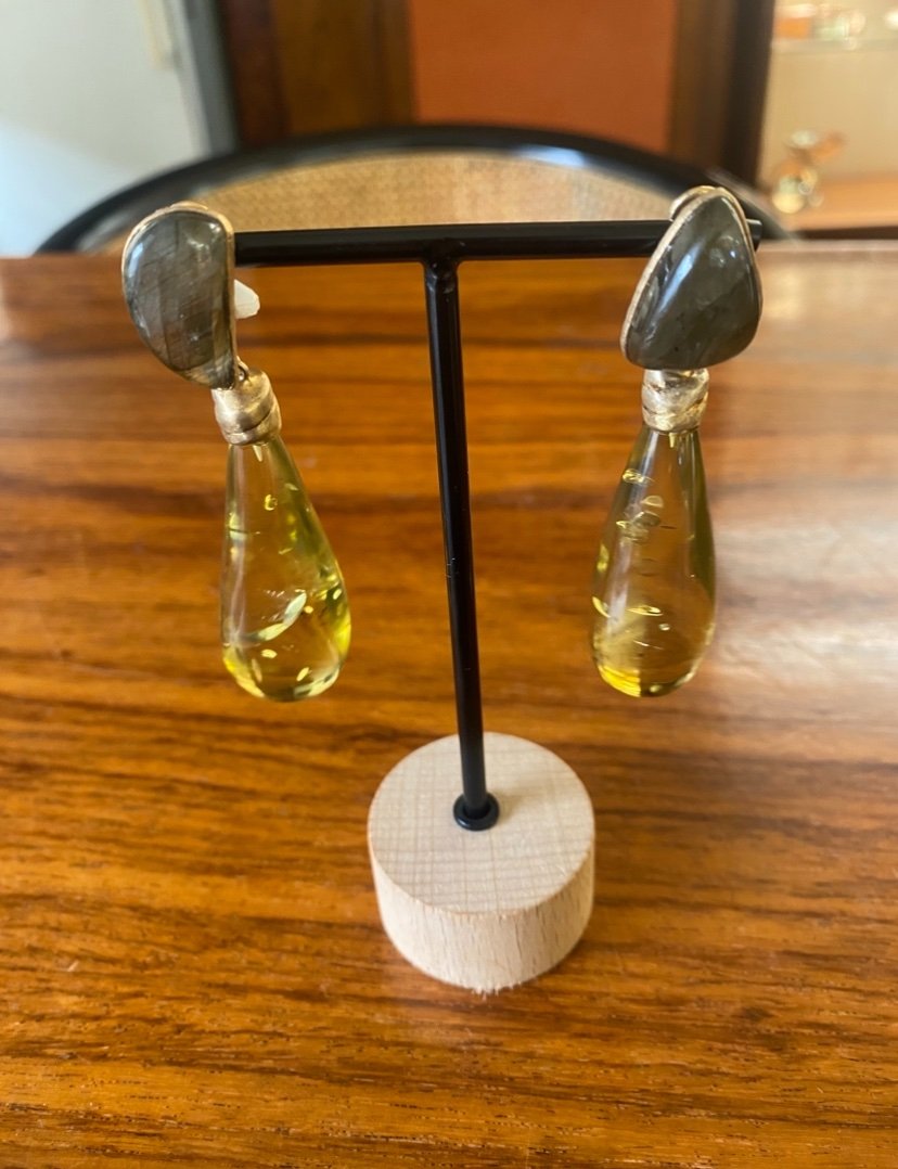 Orecchini ambra e labradorite